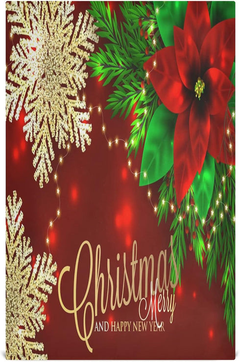 ALAZA Christmas Poinsettia and Snowflakes Decorative Kitchen Dish Towels Set of 4,Soft and Absorbent Kitchen Hand Towels Home Cleaning Towels Dish...