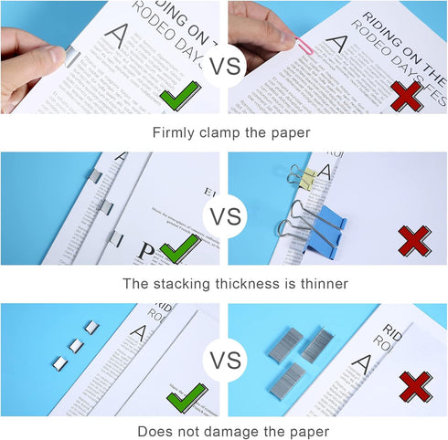 Stainless Steel Metal Refill Clips Dispenser, Mini Reusable Binder Pack Clamp, 1 Pack Push Stapler with 50pcs Binder Clips Silver 50pcs Colorful P...