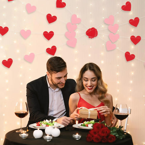 Whaline 4 Pack Heart Garland Valentine's Day Bunting Banners String for Wedding, Party, Bridal Shower, Engagement, Home Decorations, 12 Meter...