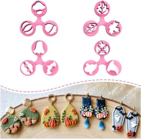 Keoker Mini Polymer Clay Cutters Halloween - Mini Fall Clay Cutters for Earrings Making, Maple Leaf Autumn Clay Earrings Cutters, Clay Cutters for...