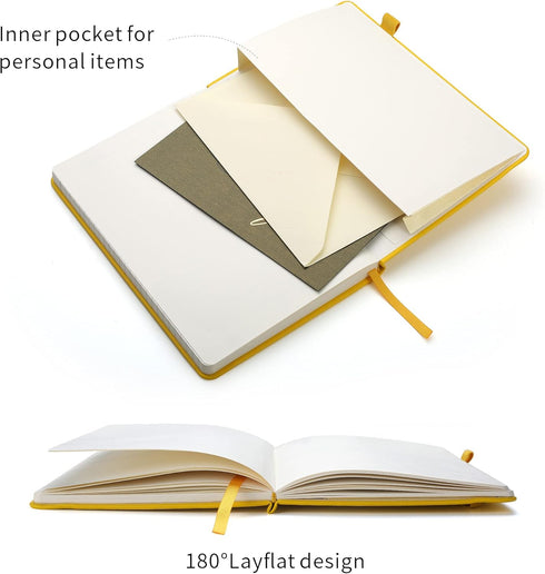 Deziliao Lined Journal Notebooks with Pen Loop, Hardcover Notebook Journal for Work, 100Gsm Premium Thick Paper with Inner Pocket, Medium 5.7''''x...