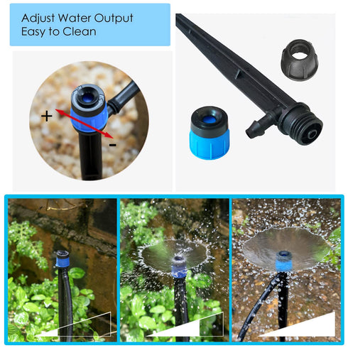 50Pcs Drip Irrigation Emitters with Lock, Adjustable 360 Degree Water Flow Irrigation Drippers for 1/4" Drip Irrigation Tubing, Micro Spray Drip S...