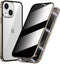 Magnetic Titanium for iPhone 15 Plus Privacy Case, Anti peep Magnetic Adsorption Double Sided Tempered Glass Full Body Case, Privacy Screen Protec...