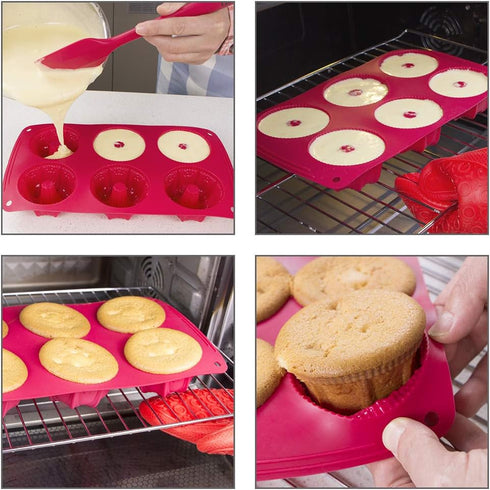 Webake Fancy Fluted Tube Cake Pan Non-stick Silicone Mini Tube Cake Baking Pan Kugelhopf Cake Mold Pack of 2...