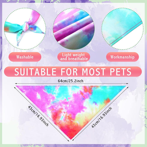30 Pcs Tie Dye Dog Bandanas Bulk for Dogs Spring Dog Bandana Rainbow Spiral Cat Dog Scarf Colorful Washable Triangle Pet Kerchief Cute Dog Bib for...