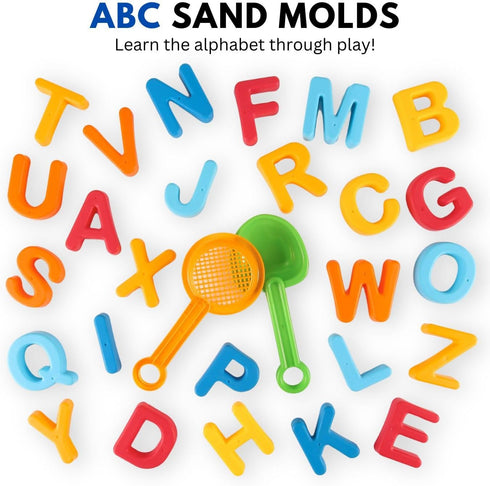 Liberty Imports ABC Alphabet Sand Mold Uppercase Letters Beach Toy Play Set with Digging Tools, Shovel, Sifter for Kids, Toddlers (Colors Vary)...