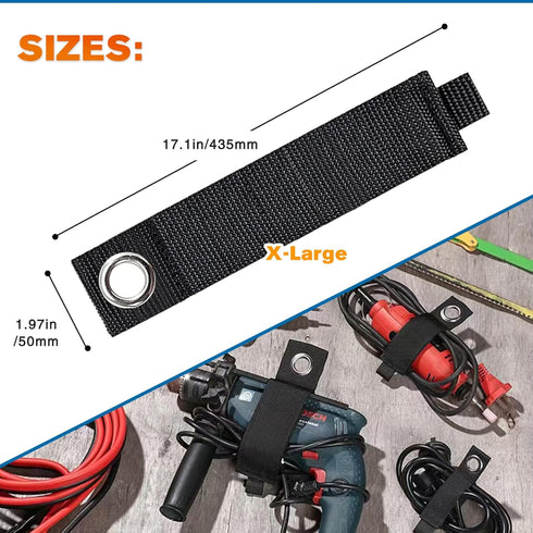 Heavy Duty Storage Straps 17-inch, 8 Pack Extension Cord Holder Storage Wrap Cable Organizer Hook Loop Cable Ties For Hoses, Wires, Ropes, RV, Cam...