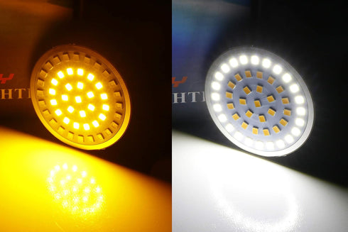iJDMTOY 2-Inch White Halo/Amber Inner 1157 Front & Red Full LED Rear Turn Signal Light Bulbs Compatible with Harley Davidson Touring Electra Glide...