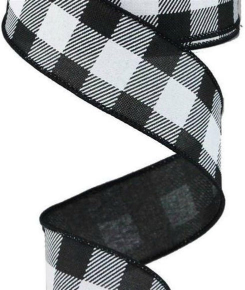 1.5" Black and White Checked Plaid Ribbon - Craig Bachman Black White Buffalo Checked Ribbon (RG0179902) 1.5" x 10 Yards...