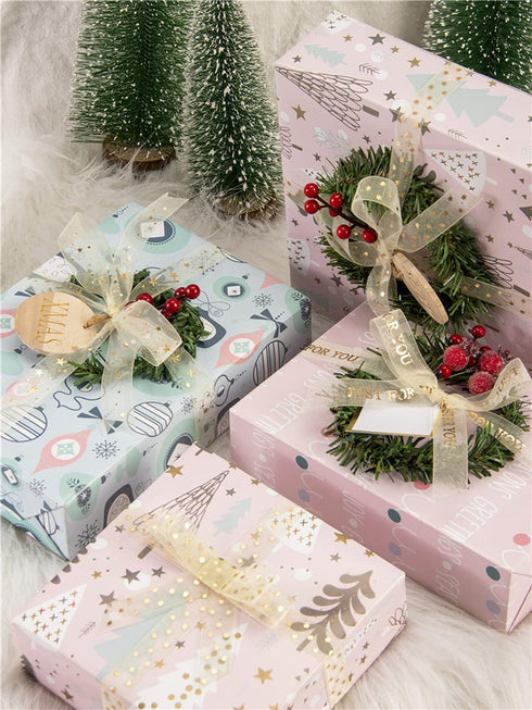 Holijolly Gold Sheer Gift Ribbon - Snow Yarn Ribbon with Just for You Print for Valentine's Day - 3/4 inch x10 Yard...