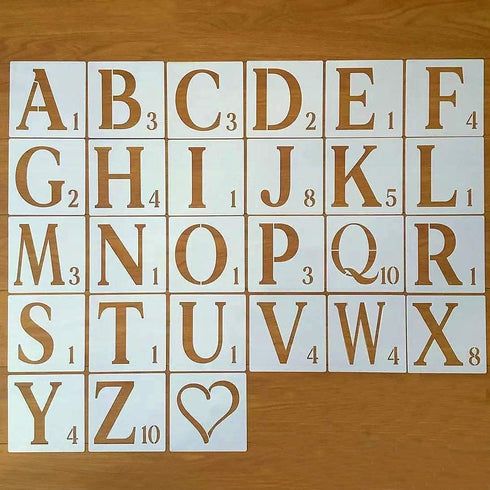 Letter Stencils for Painting On Wood 6 Inch,27pcs Alphabet Number Stencils Templates,Reusable& Flexible for Drawing On Canvas, Paper,Fabric, Floor...