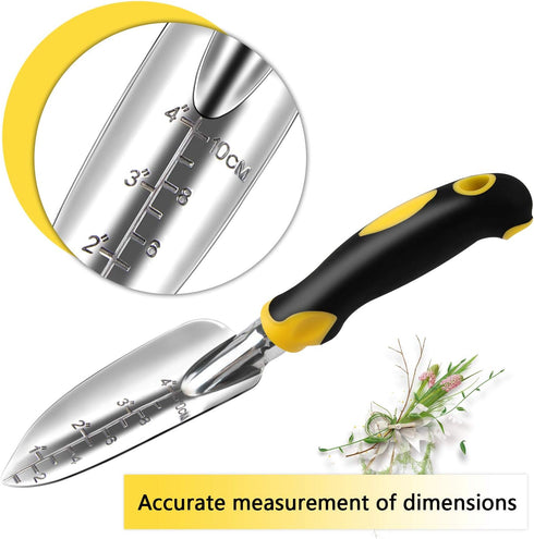 FEBSNOW Garden Tool Set - 5 Pieces Heavy Duty Gardening Hand Tools Kit Include Garden Trowel, Garden Rake, Spade Shovel, Weeder, Cultivator for Me...