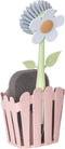 Vigar Florganic 3-Piece Sink Caddy Set, Eco-Friendly Daisy-Shaped Dish Brush, Sponge and Fence-Shaped Holder with Suction Cup, Pink...