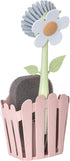 Vigar Florganic 3-Piece Sink Caddy Set, Eco-Friendly Daisy-Shaped Dish Brush, Sponge and Fence-Shaped Holder with Suction Cup, Pink...