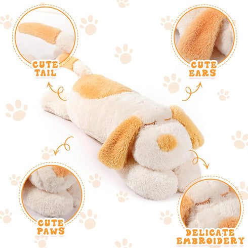 Queekay Giant Dog Stuffed Animals Plush Toy Body Hugging Pillow Soft Dog Plush Large Cute Sleeping Pillow for Birthday Gifts(Beige,23.6 Inch)...