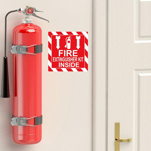 Green First Aid Kit Inside Red Fire Extinguisher Inside Stickers 4 Inch Safety Sign-Adhesive First Aid Kit Sign Decals UV Resistant 8 Pcs Industri...