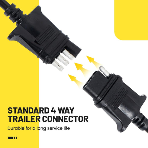 Oyviny 4 Way Flat Trailer Connector 5 Feet Jacketed Cable Heavy Duty Extension Cable Standard 4 Pin Trailer End Wiring Harness Adapter 18AWG Red C...
