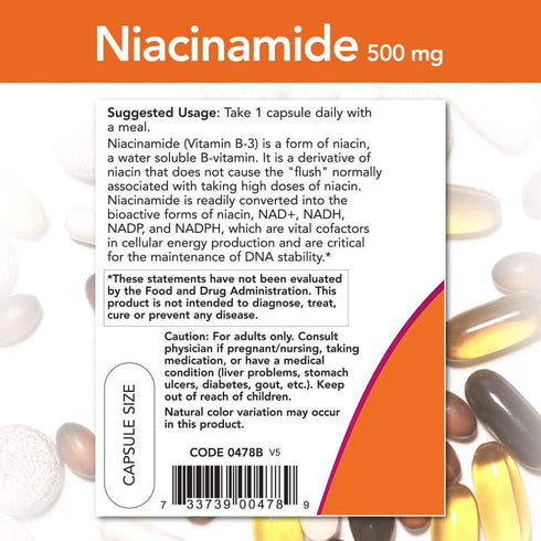 Now Foods Niacinamide 500mg Vitamin B-3 Capsules, 100 Count (3 Pack)...
