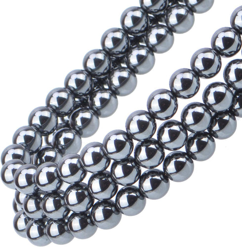 100Pcs Natural Crystal Beads Stone Gemstone Round Loose Energy Healing Beads with Free Crystal Stretch Cord for Jewelry Making (Hematite, 8MM)...