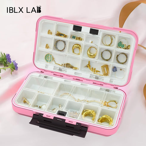 Portable Small travel Jewelry Box Organizer case pink with earrings necklaces storage,trendy Gifts for kids girls teenage women and Mom in birthda...