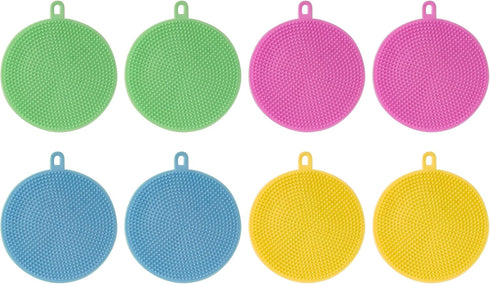 Silicone Sponge 8 Pcs - Heat Resistant Silicone Scrubber - Washing Silicone Dish Scrubber - Double Sided Food Grade Silicone Sponge for Cleaning...