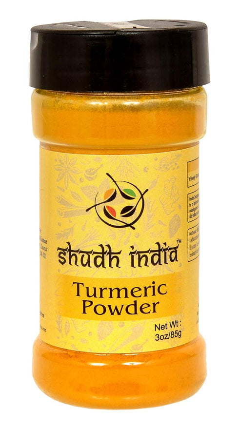 Shudh India Turmeric (Haldi) Root Powder Spice, (High Curcumin Content) 3oz (85g) PET Jar ~ All Natural | Vegan | Gluten Friendly | NON-GMO | Indi...