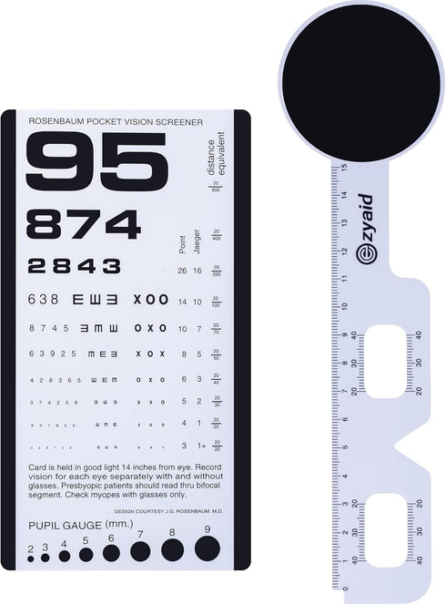 Rosenbaum Pocket Eye Chart with PD Ruler and Eye Occluder, Eye Test Chart Combo Kit for Near Vision Test, Visual Acuity Exam and PD Measurement (1...