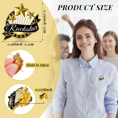 50 Pcs Employee of The Month Lapel Pin Employee Star Recognition Pins Employee Enamel Pins Gold Plated Enamel Employee Pin Performance Reward Pin ...