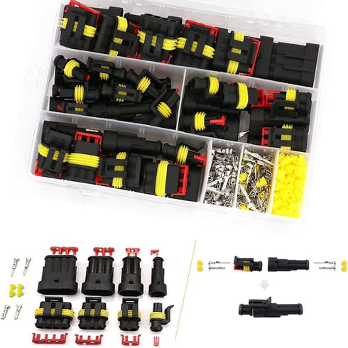 MUYI 384PCS Electrical Connectors Kit, 1/2/3/4 Pin Automotive Electrical Wire Connector Plug Car Electrical Connector Terminals Male and Female...
