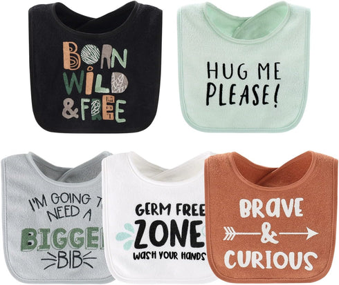The Peanutshell Terry Bib Set for Baby Boys | 10 pack for Feeding, Teething, & Drooling | Dinosaur...