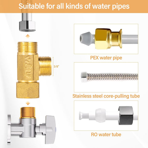 Lead-Free Brass Angle Stop Add-A-Tee Valve,3/8-Inch Compression Inlet X 3/8-Inch Compression Outlet X 3/8-Inch Compression Outlet 2 Pack...