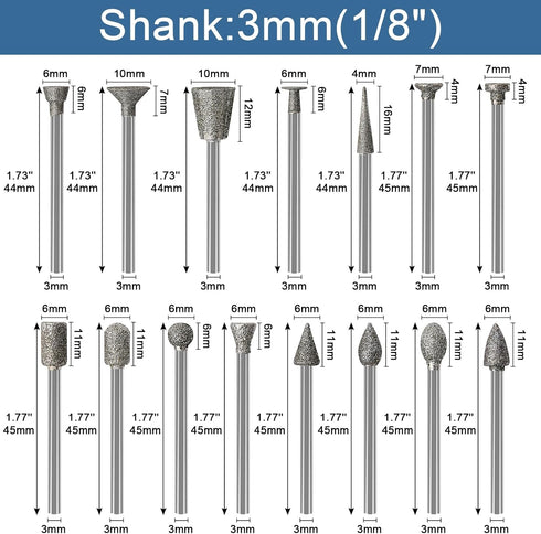 Stone Carving Set Diamond Burr Bits Compatible with Dremel, 30PCS Polishing Kits Rotary Tools Accessories with 1/8’ Shank for Carving, Engraving, ...