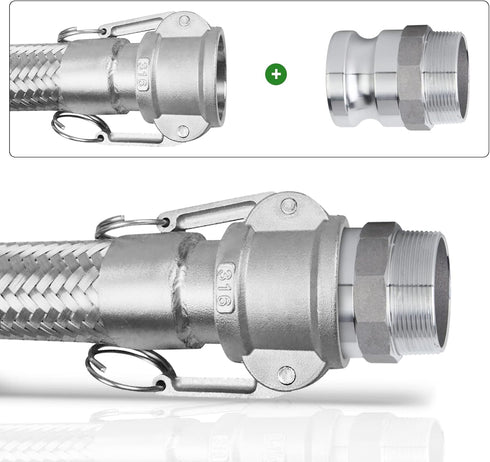 TAISHER 2PCS Global Type F Aluminum Cam & Groove Hose Fittings?1-1/2" Plug x 1-1/2" NPT Male...