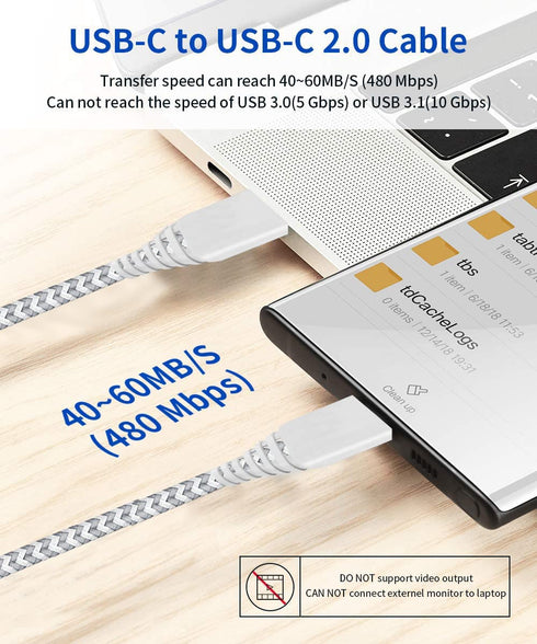 Long USB C to USB C Charger Cable 10ft 2Pack Charging Cord for Samsung Galaxy S24 S22 S23 S20 S21 Plus Ultra FE 5G,Note 20/10,Note20,A54 A53 5G,Go...
