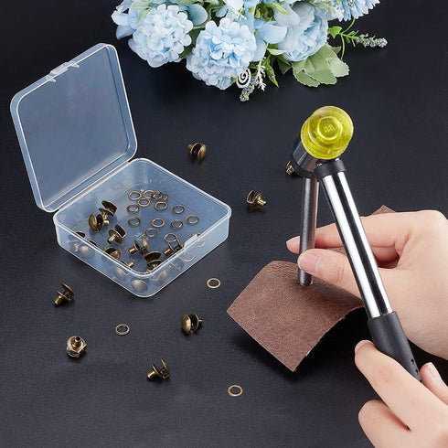 PH PandaHall 20 sets Boot Hooks Brass Shoes Eyelets Buckles Boot Lace Hooks Press Stud Tools with Rivets Shoe Repair Kit for Climb Hiking Shoes Wo...