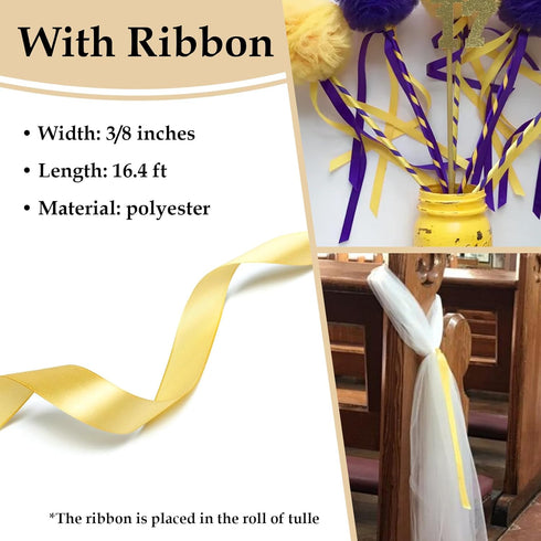Glitter Tulle Fabric, 6 Inch by 50 Yards (150ft) Sequin Tulle Roll for Tutu Gift Wrapping Wedding Decoration DIY Crafts Party Backdrop (Yellow)...