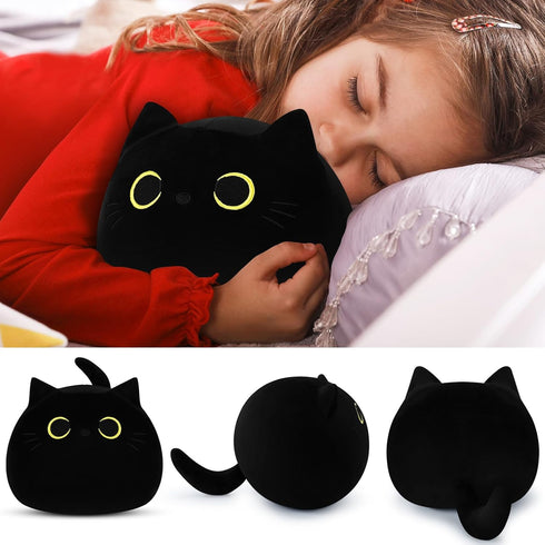 Black Cat Plush Toy-10'' Black Cat Stuffed Animal, Black Cat Anime Plush Cute Soft Plush Cat Plushie Stuffed Cat Toys, Cat Plush Pillows Toy Doll ...