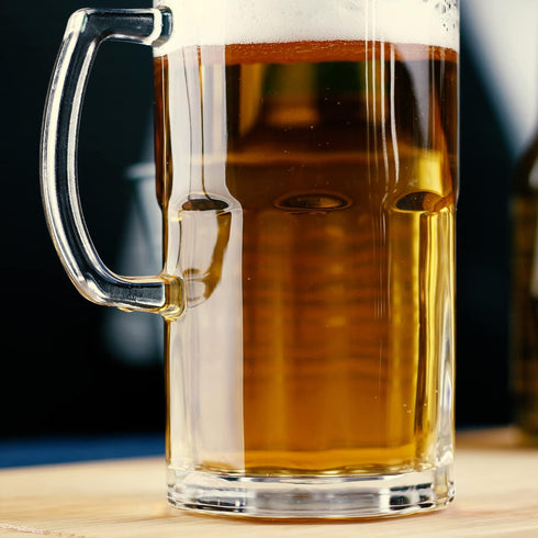 BaveL Style Extra Large Beer Mug 34 Ounce,Large Glass Mugs With Handle,One Liter German Beer Stein Super Mug (34 oz)...