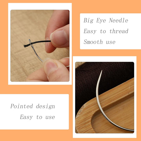 100 PCS Curved Needles, Curved Sewing Needles, Leather Needles, Weaving Needle for Carpet Leather Canvas Repairing, Blocking Knitting, Modelling a...