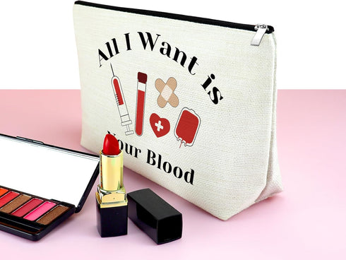 Phlebotomist Gifts for Women Makeup Bag Nurses Day Gift Ideas Cosmetic Bag Funny Phlebotomist Gifts Travel Bag Certified Phlebotomy Technician Gif...