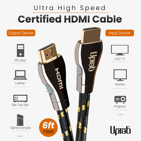 Certified HDMI Cable 6FT (HDMI 2.1 10K 8K) Ultra High Speed HDMI HDR 48Gbps eARC VRR Dolby Atmos Vision for PS5 Xbox Series X RTX 4090 Apple TV 4K...