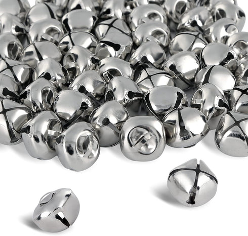 BigOtters 50 Pcs Jingle Bells for Crafting, 1 Inch Craft Bells Bulk for DIY, Home Christmas Decoration, Silver...