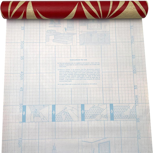 Yifely Red Geometric Design Furniture Paper Self-Adhesive Shelf Liner Dresser Drawer Sticker 17.7 Inch by 9.8 Feet...