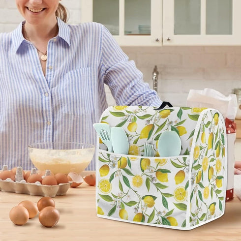 Stand Mixer Cover Compatible with Kitchen Aid Mixer, Cute Lemon Print Kitchen Appliance Dustproof Covers with Accessories Pockets, Fits All Tilt H...