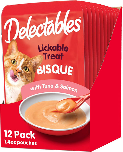 Hartz Delectables Bisque Tuna & Salmon Lickable Wet Cat Treats, 12 Count...
