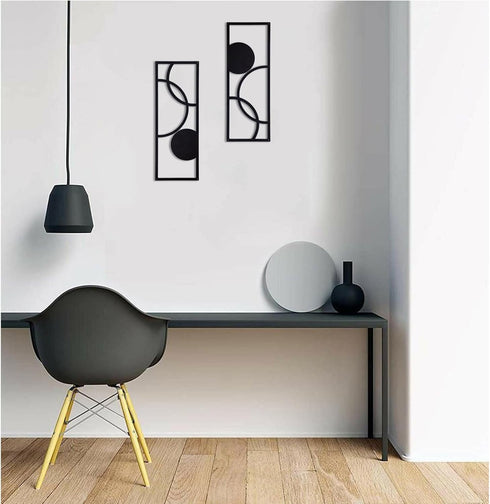 TYLCC Black Wall Decor Metal Wall Art Decor Minimalist Abstract Wall Art Wrought Iron Hanging for Bedroom Living Room Wall Decor - 2 Pcs (Simple-1...