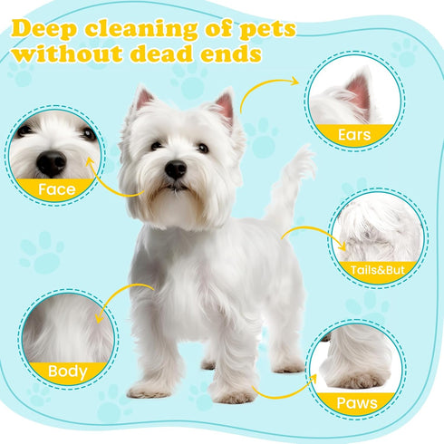 12 Pcs Dog & Cat Cleaning Glove Wipes,Dog & Cat Pet Bath Wipes,Cleaning and Deodorizing Pet Grooming Gloves,No-Rinse Disposable Wipes,Cleans-Sooth...