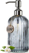 JASAI 18 Oz Vertical Stripes Kitchen Soap Dispenser with 304 Rust Proof Stainless Steel Pump, Refillable Liquid Soap Dispenser for Bathroom, Kitch...