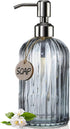 JASAI 18 Oz Vertical Stripes Kitchen Soap Dispenser with 304 Rust Proof Stainless Steel Pump, Refillable Liquid Soap Dispenser for Bathroom, Kitch...