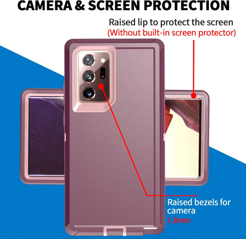 Anloes Case for Samsung Galaxy Note 20 Ultra 5G, Phone Case Heavy Duty Shockproof Dustproof Rugged Defender Protective, 3 in 1 Bumper Cover Purple...